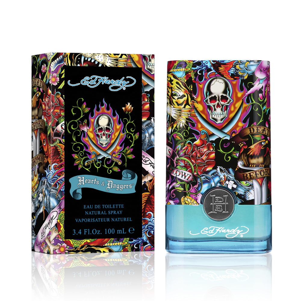 ED HARDY Hearts and Daggers bottle front view for bold evening elegance.