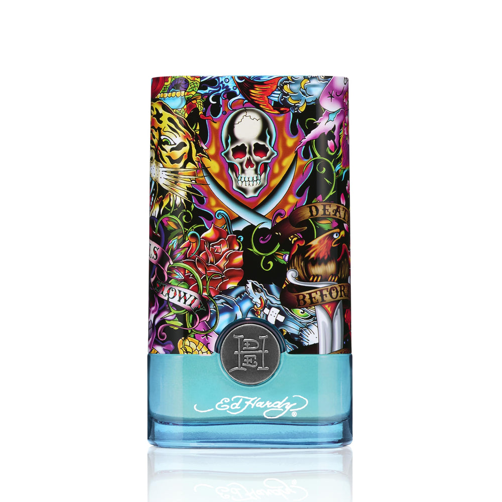 ED HARDY Hearts & Daggers bottle side, versatile evening fragrance option.