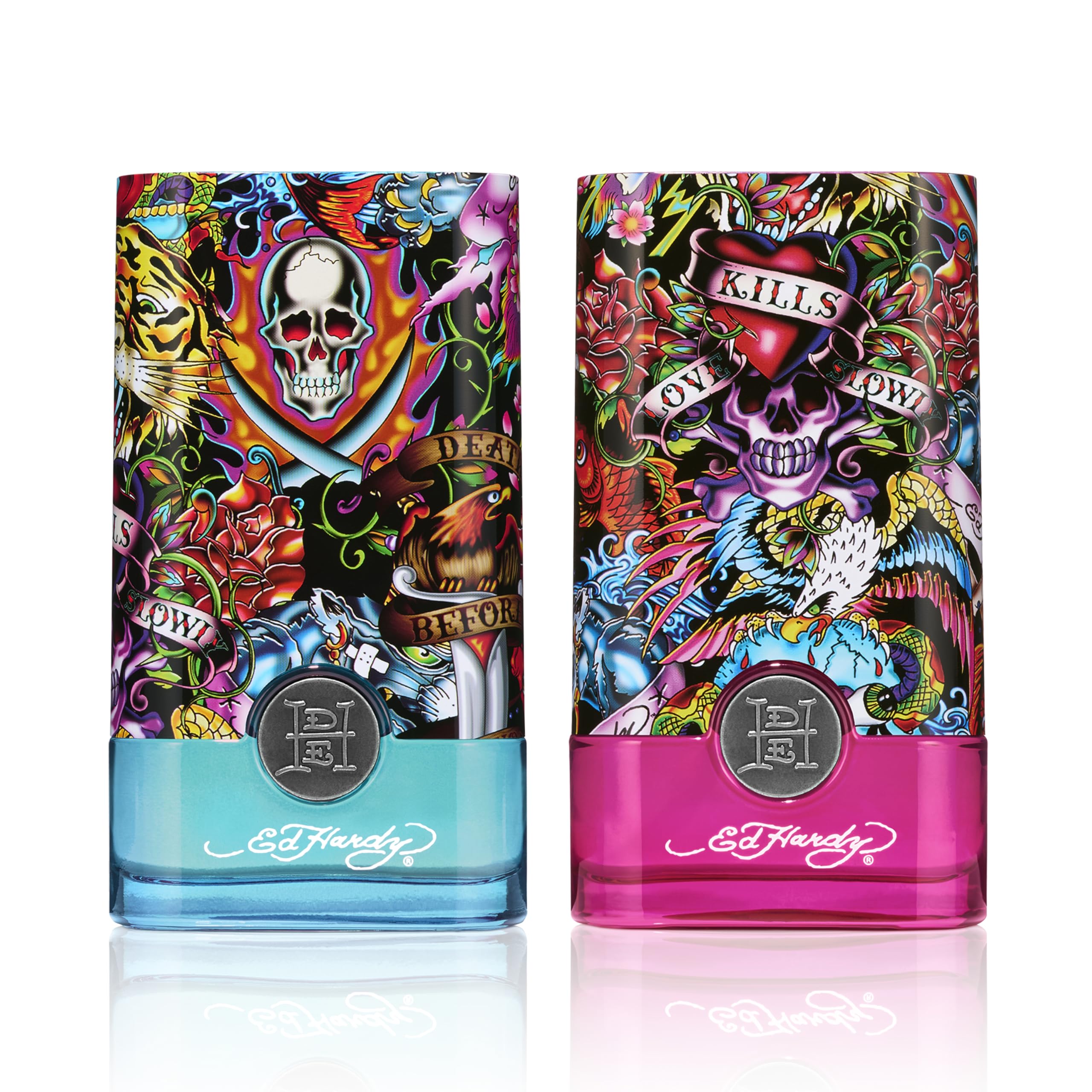 ED HARDY Hearts & Daggers cap detail, premium craftsmanship for display.