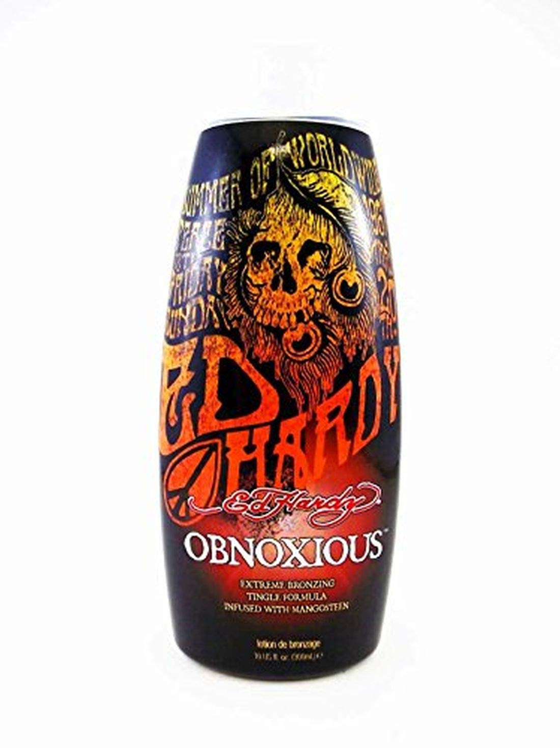 ED HARDY Obnoxious Extreme Bronzer bottle showing intense tingle and deep bronze color