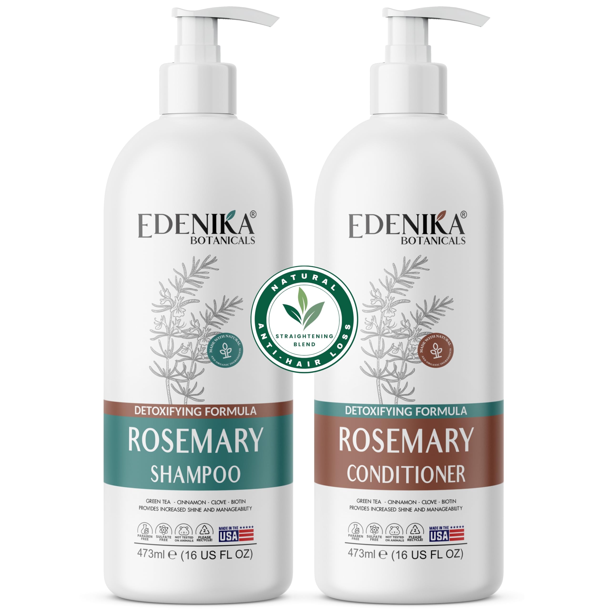 EDENIKA Botanicals rosemary shampoo bottle supporting thinning hair