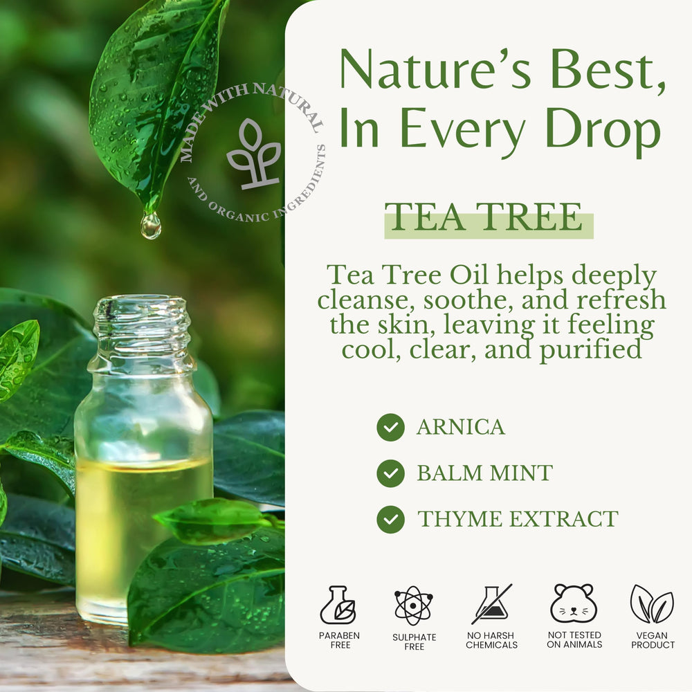 EDENIKA BOTANICALS Tea Tree Oil Body Wash arnica aloe adds soothing hydration.