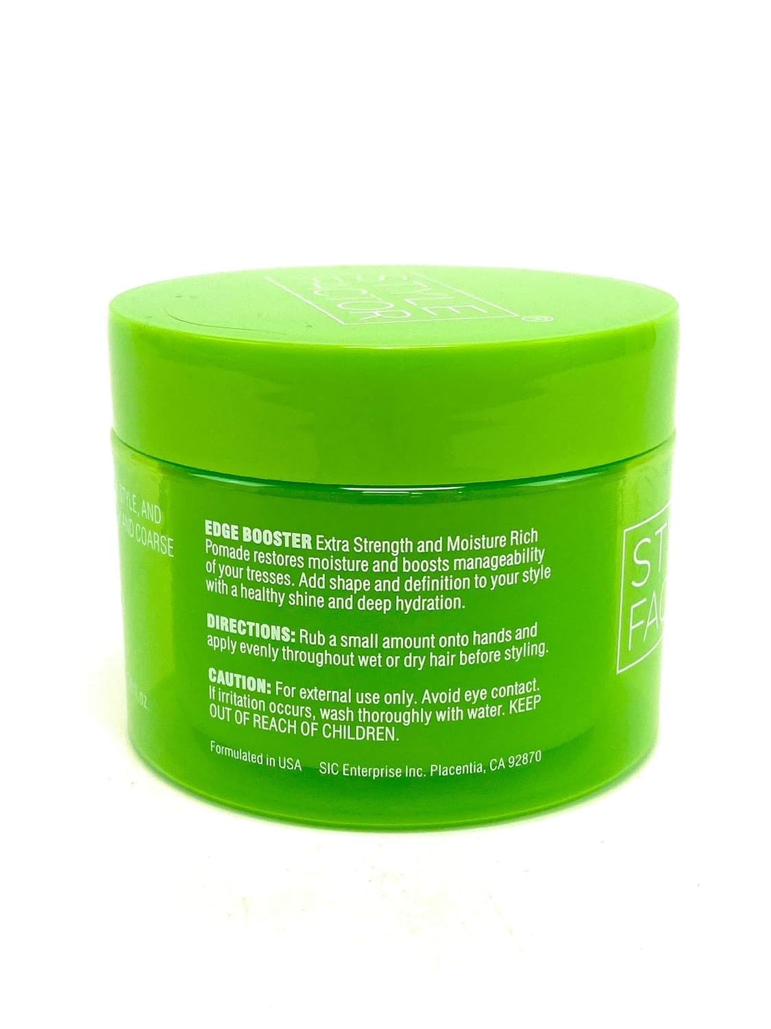 Smoothing shot shows Edge Booster emerald jar for polished looks.