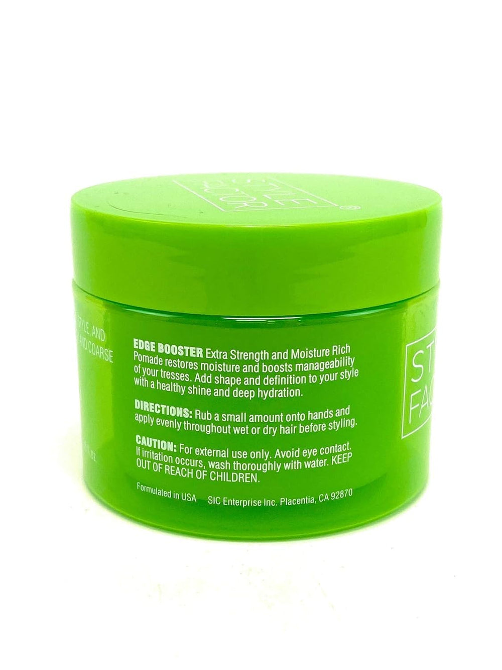 Smoothing shot shows Edge Booster emerald jar for polished looks.