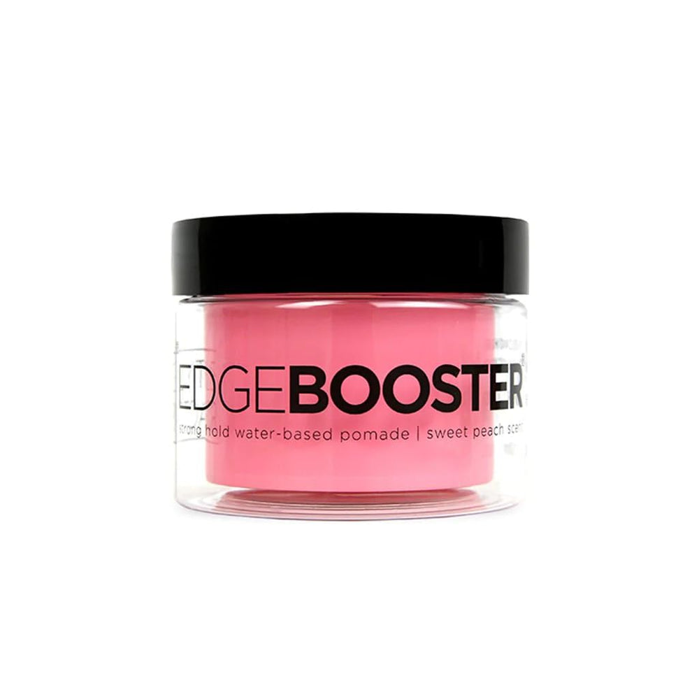 Edge Booster Style Factor Pomade in Sweet Peach jar delivers strong hold with a lightweight water-based formula.