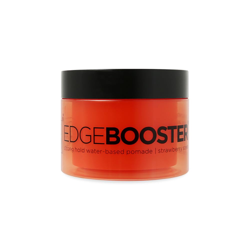 Edge Booster Style Factor pomade jar with strawberry scent for long-lasting edge control.