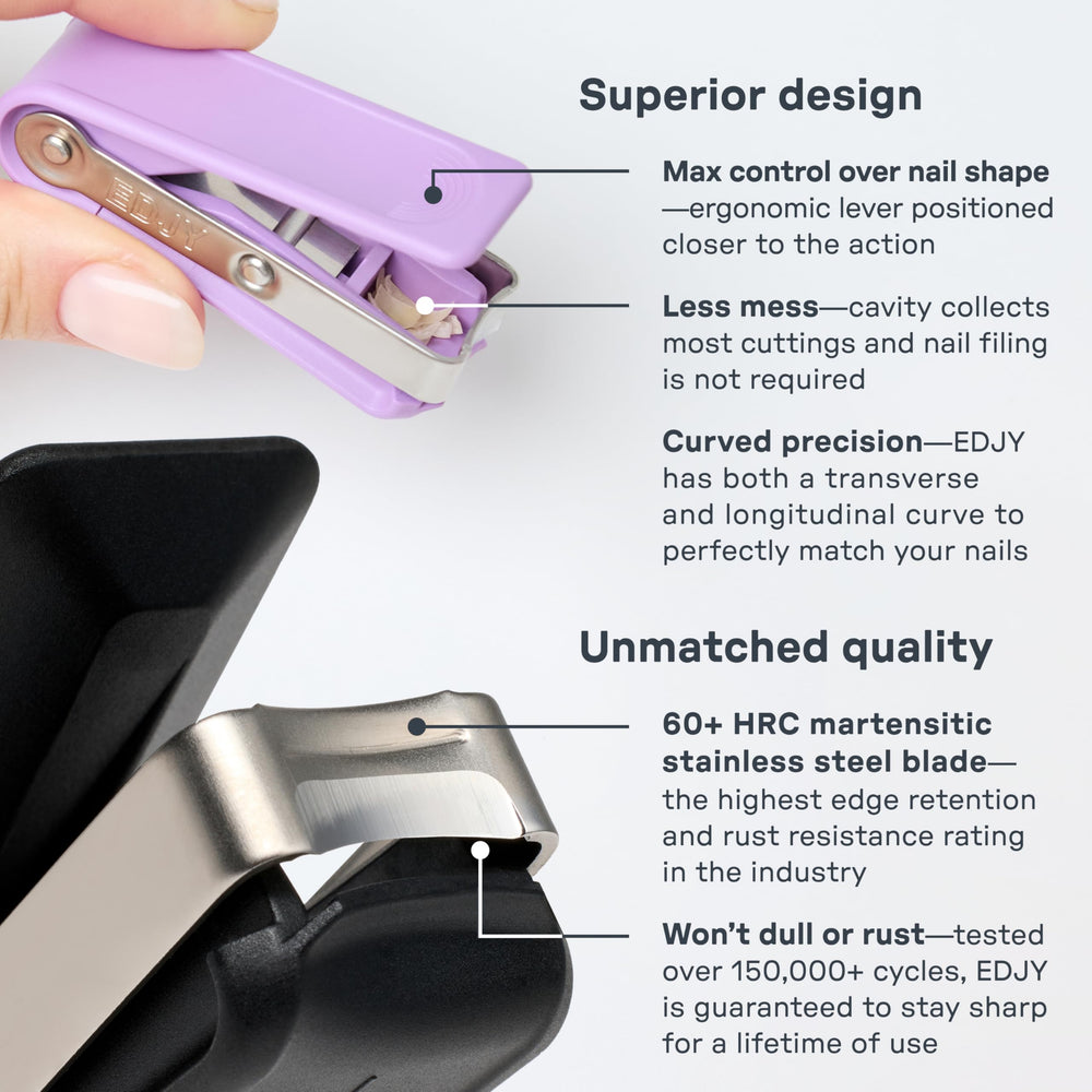 EDJY Fingernail Cutter built-in collection compartment keeps nail clippings tidy