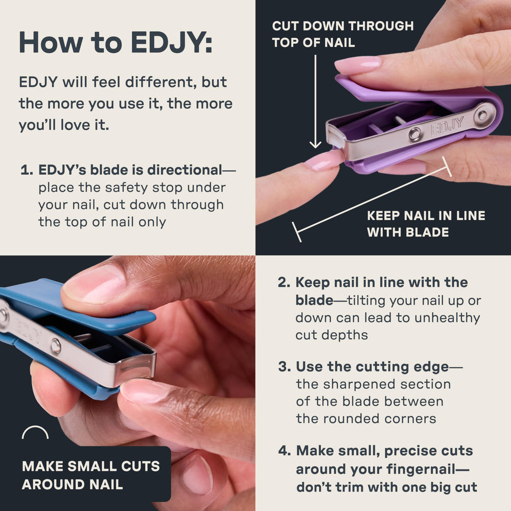 EDJY fingernail cutter ergonomic lever improves control with less effort.
