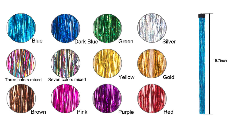 Edoneery clip-in tinsel kit with vibrant color options for creative styling