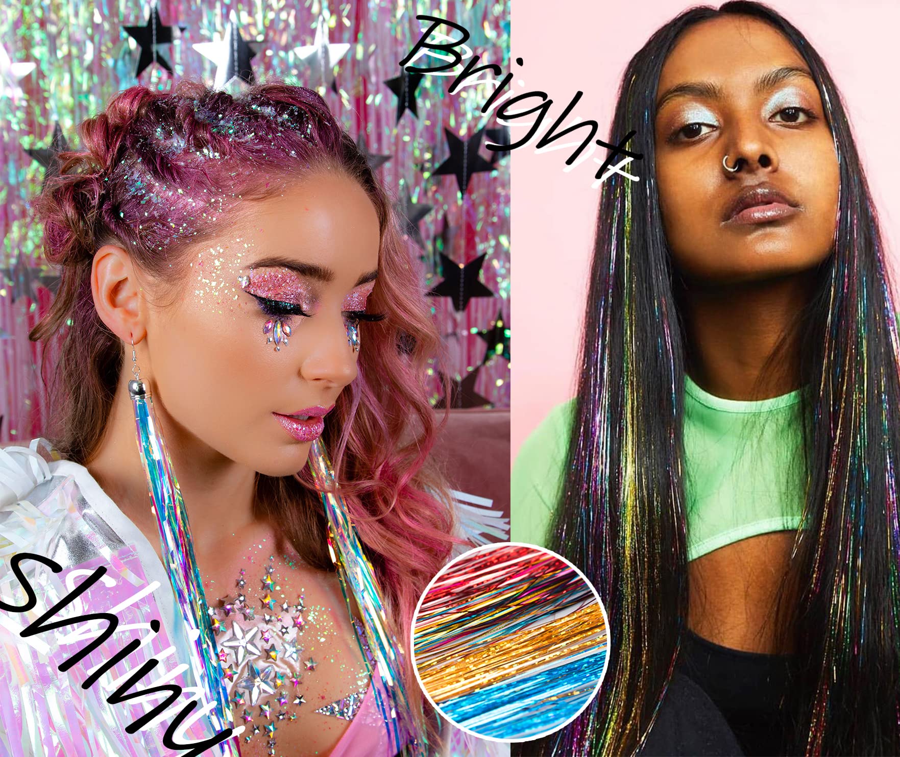 Ideales para fiestas y eventos con mechas brillantes Edoneery para pelo.