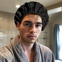Edoneery foldable travel shower cap pictured folded for compact packing.