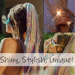 Edoneery Hair Tinsel Colors variety demonstrates quick color mix for unique hairstyles.