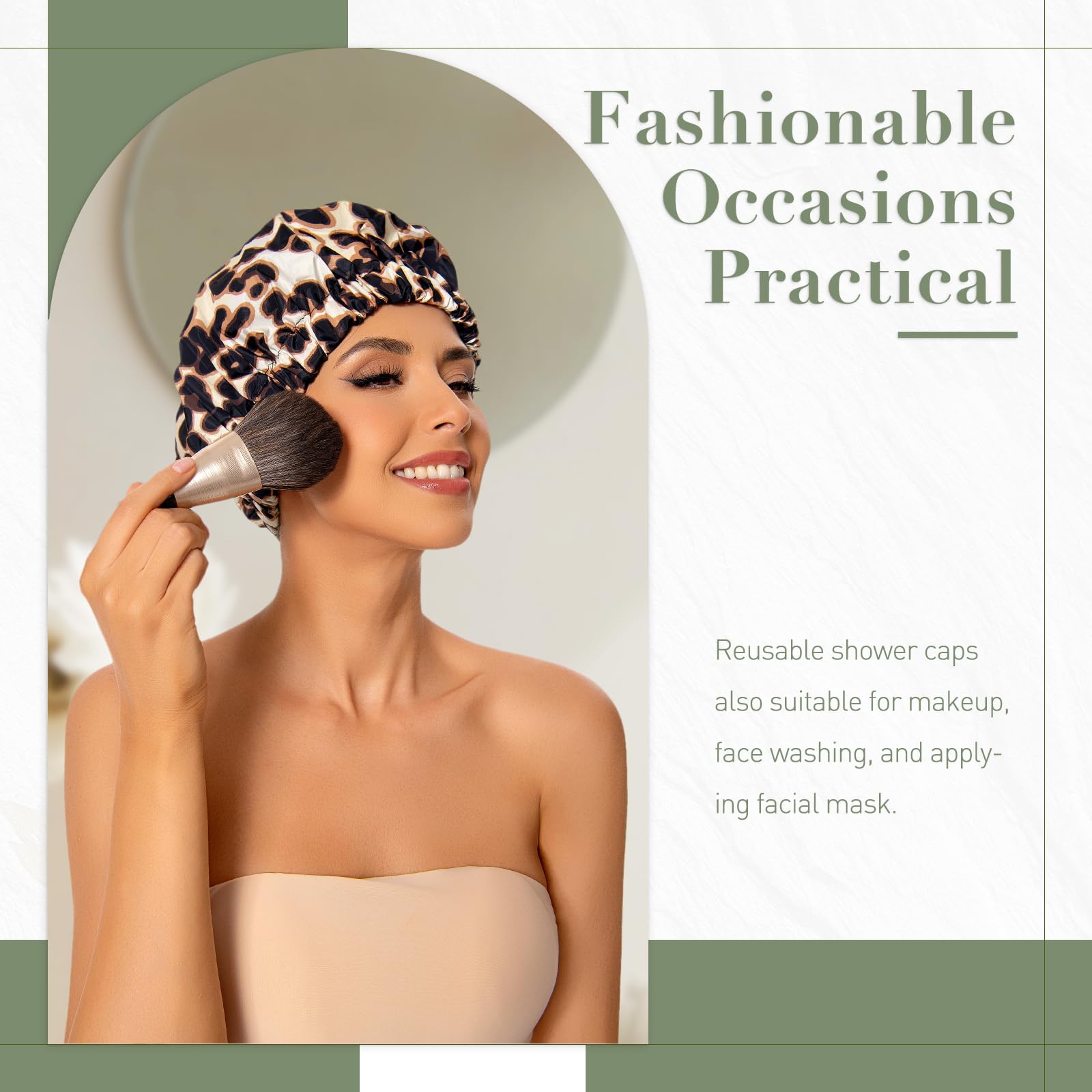 Edoneery Leopard Shower Cap packaged indicates travel-ready, reusable design.