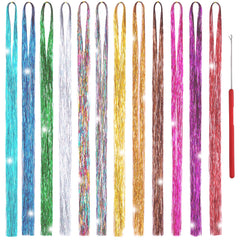 Edoneery mechas brillantes para pelo en 12 colores, 2500 hilos, brillo duradero.