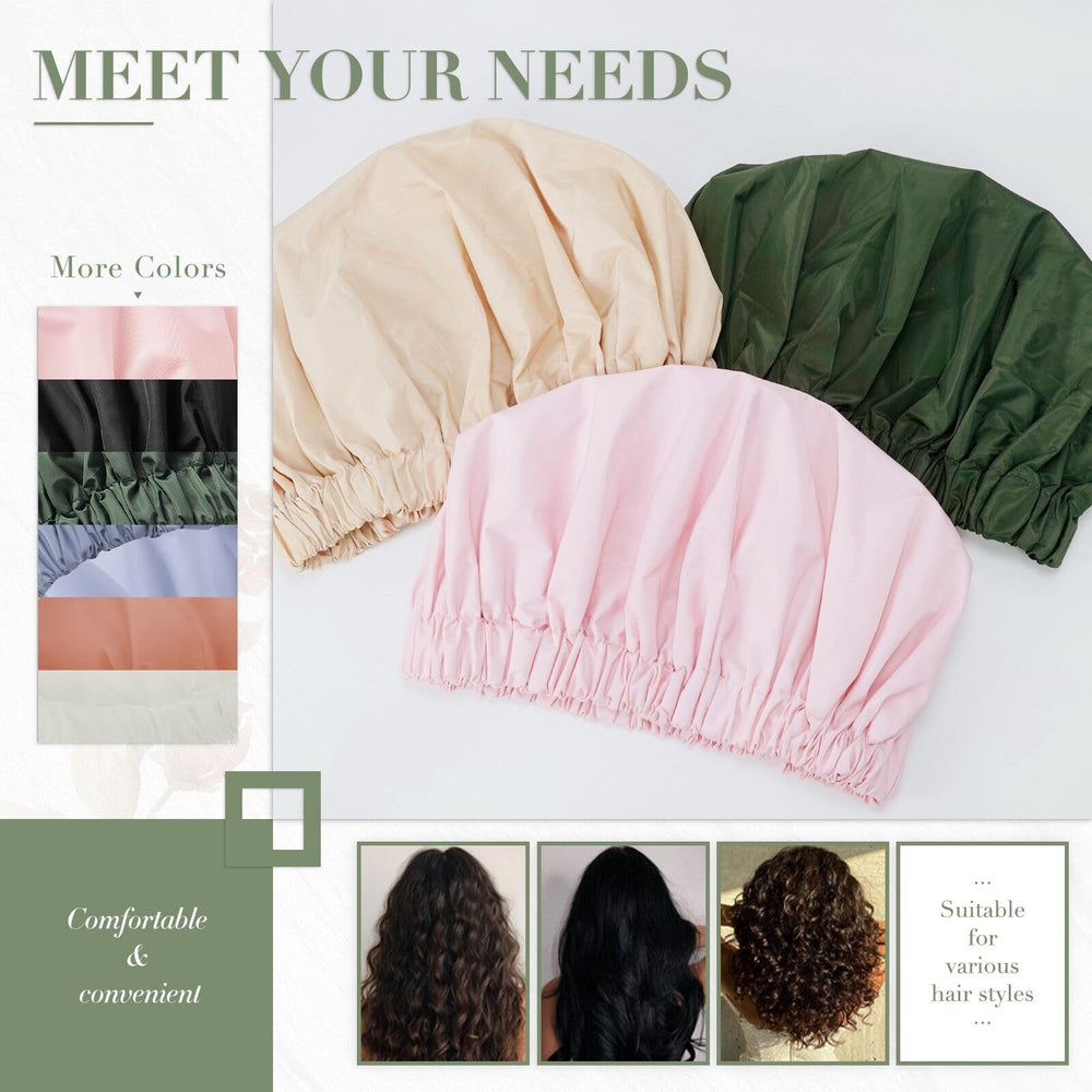 edoneery pink shower cap worn with a fashionable design during shower