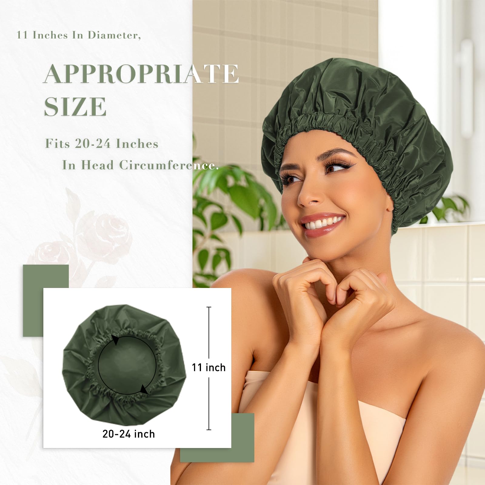 Edoneery shower cap waterproof fabric detail highlighting breathable odorless material