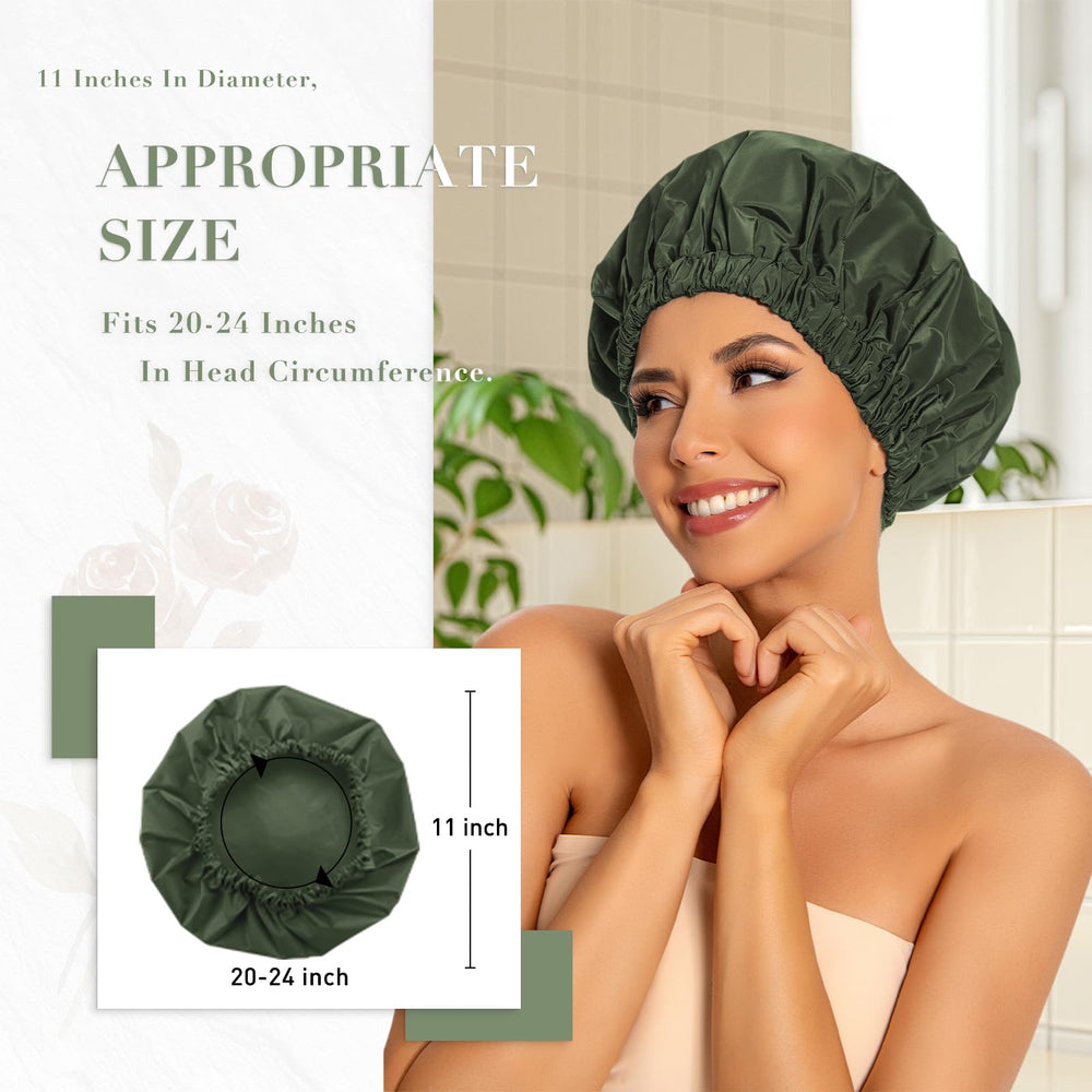 Edoneery shower cap waterproof fabric detail highlighting breathable odorless material