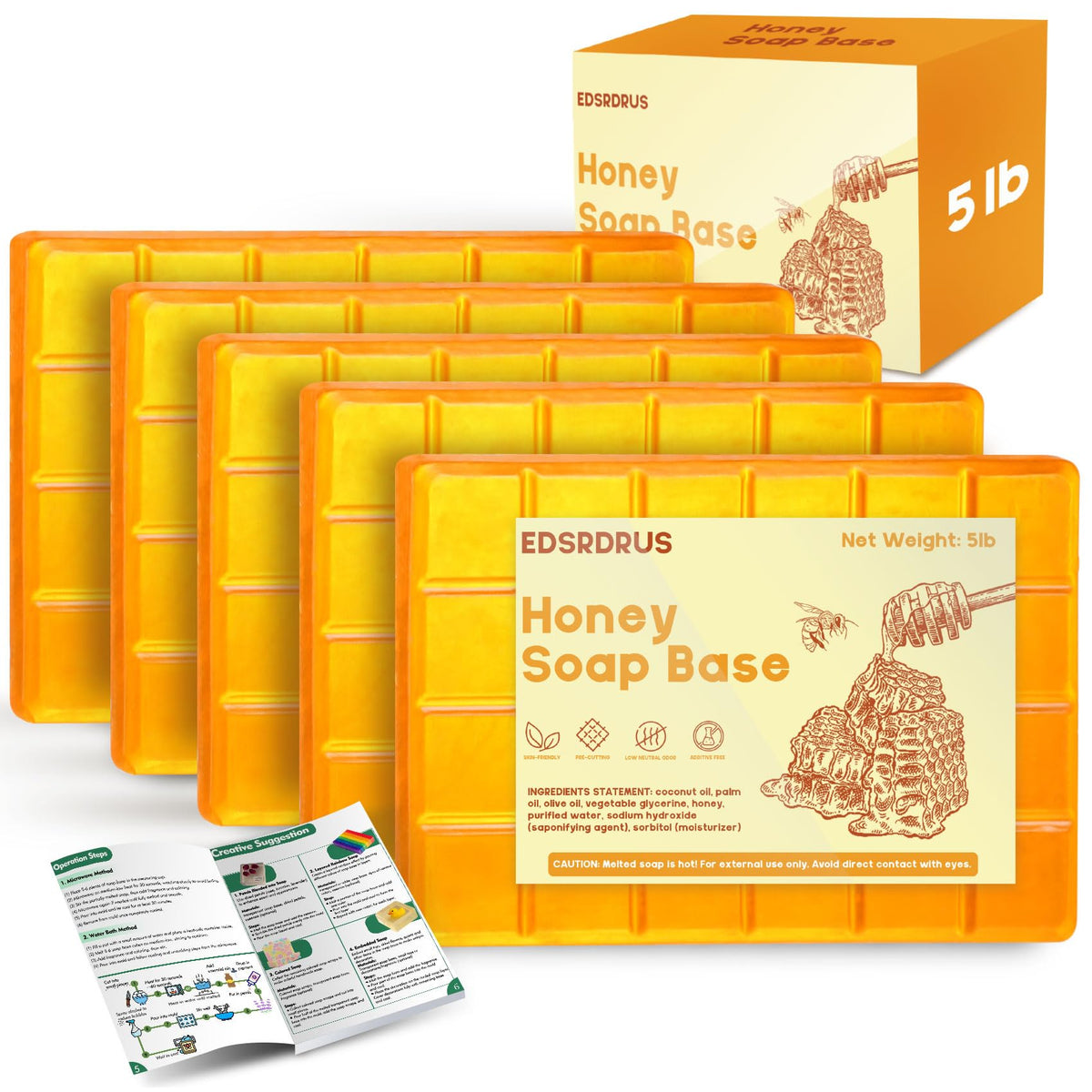 EDSRDRUS honey glycerin base cut squares for precise melts and consistent bars
