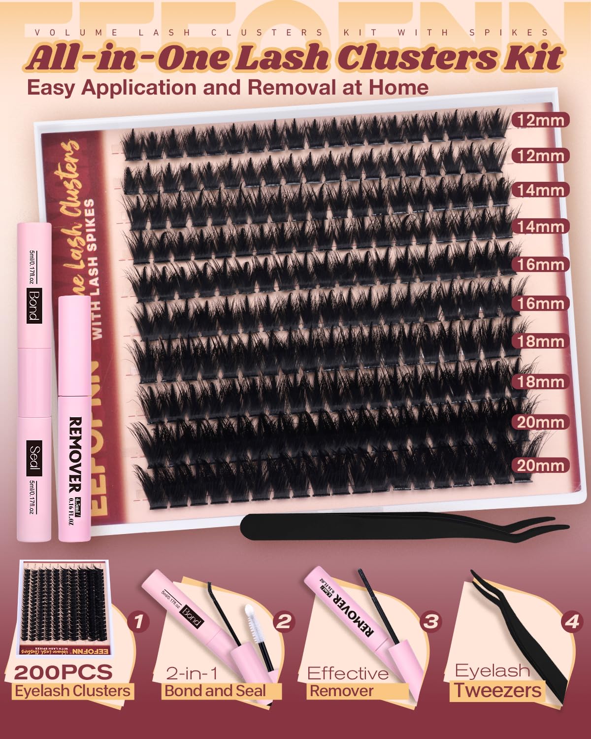 Eefofnn Manga Lash Clusters Kit bond and seal provide secure hold