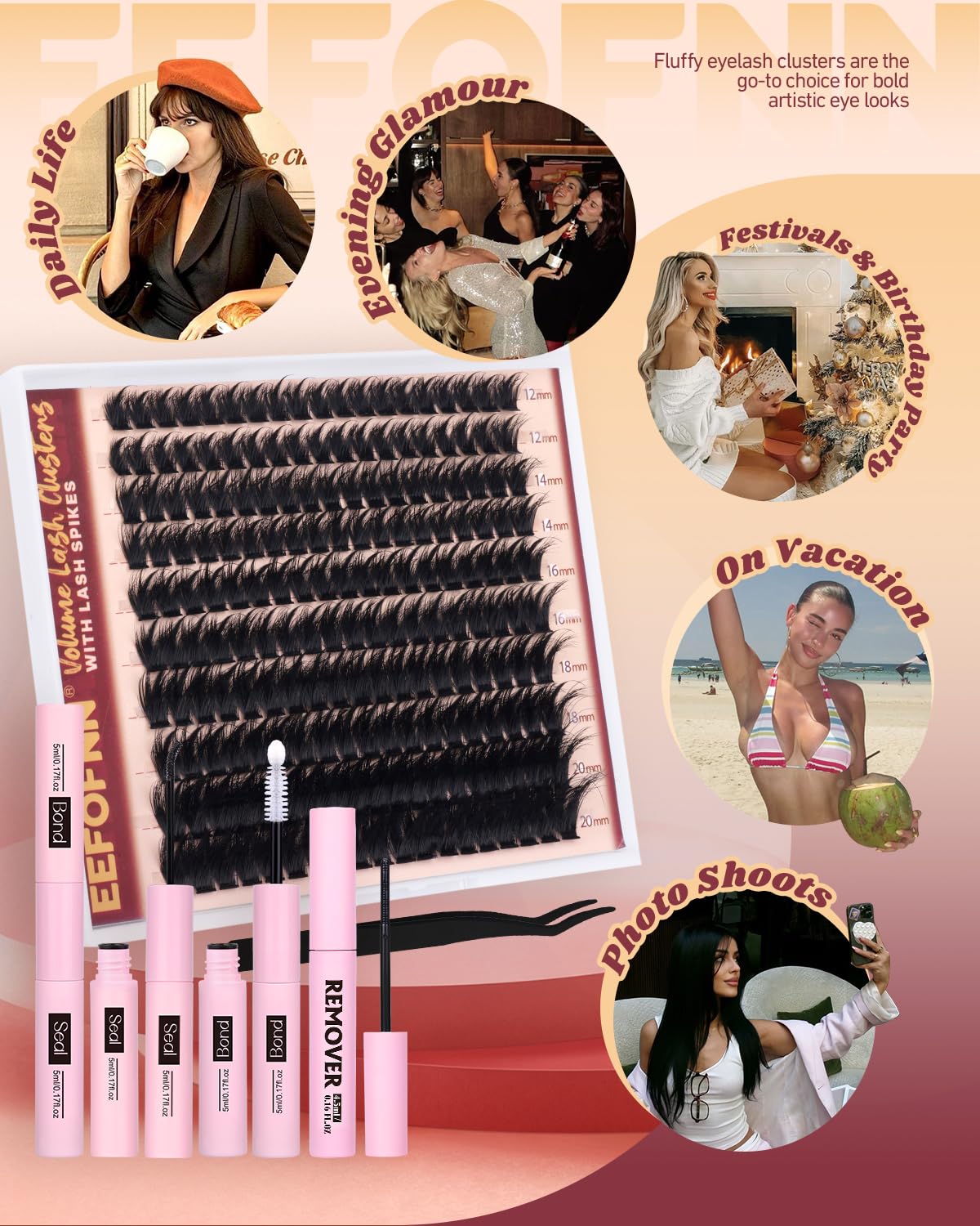 Eefofnn Manga Lash Clusters Kit cat-eye look idea using varied lengths