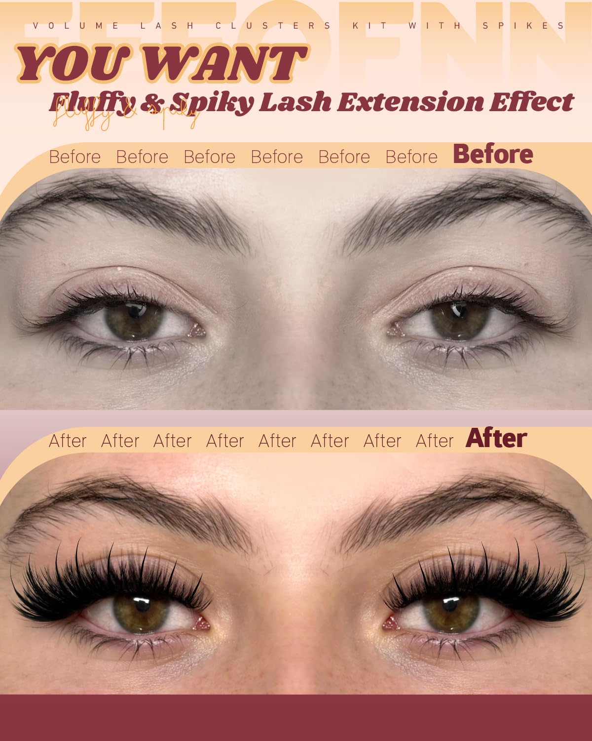 Eefofnn Manga Lash Clusters Kit DD-curly fibers deliver a fuller, lifted look