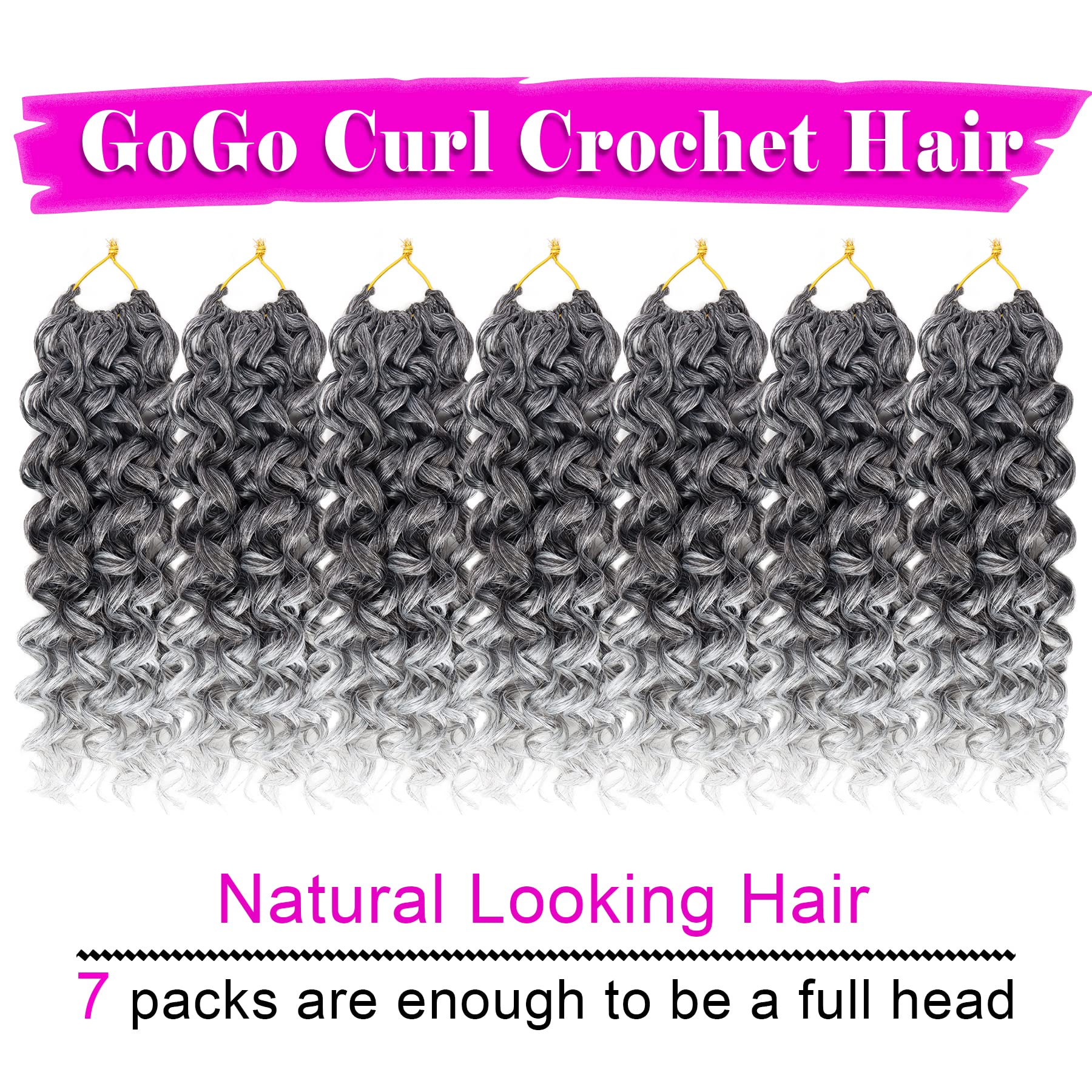 EERYA GOGO CURL 10in TGRAY closeup highlights soft, lightweight fiber.