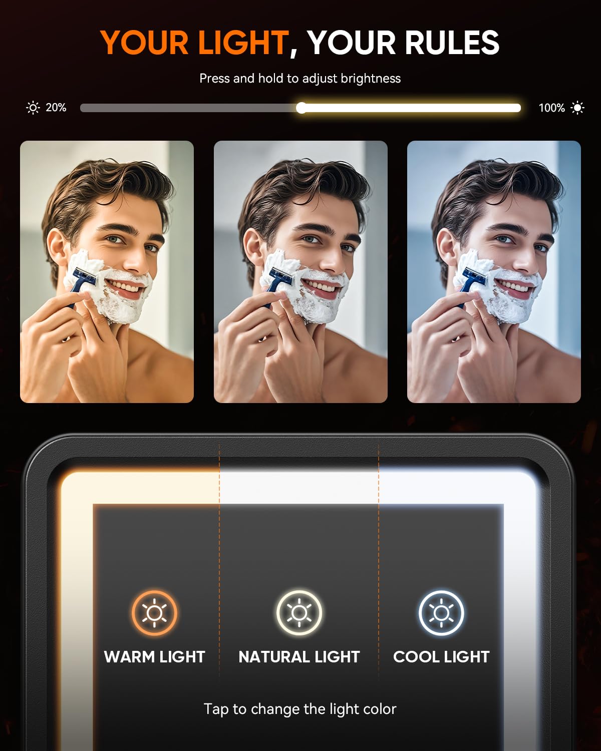 eeuuty mirror rotates 360 degrees for perfect shaving angle