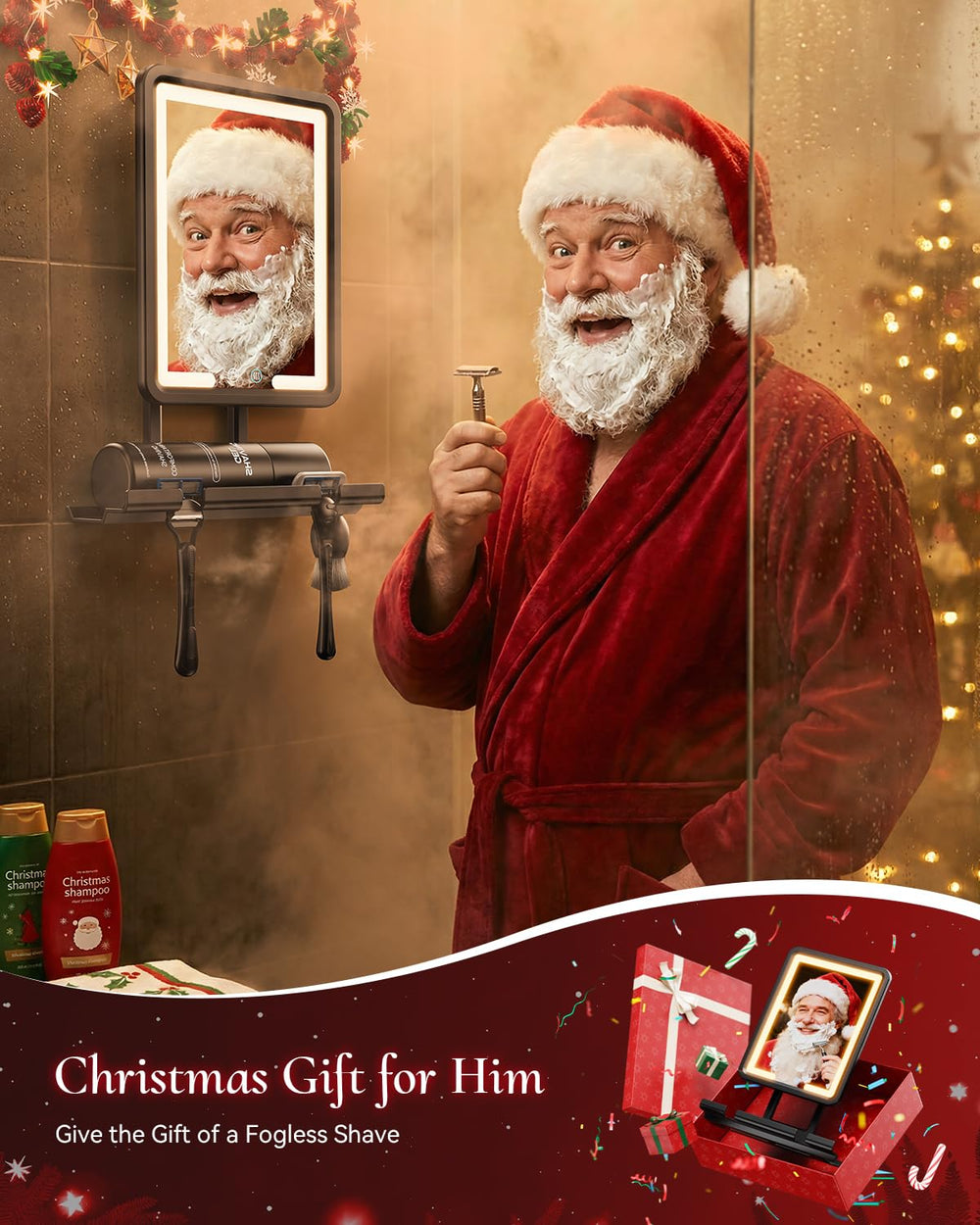 eeuuty gift-ready packaging shower mirror suitable as a thoughtful present