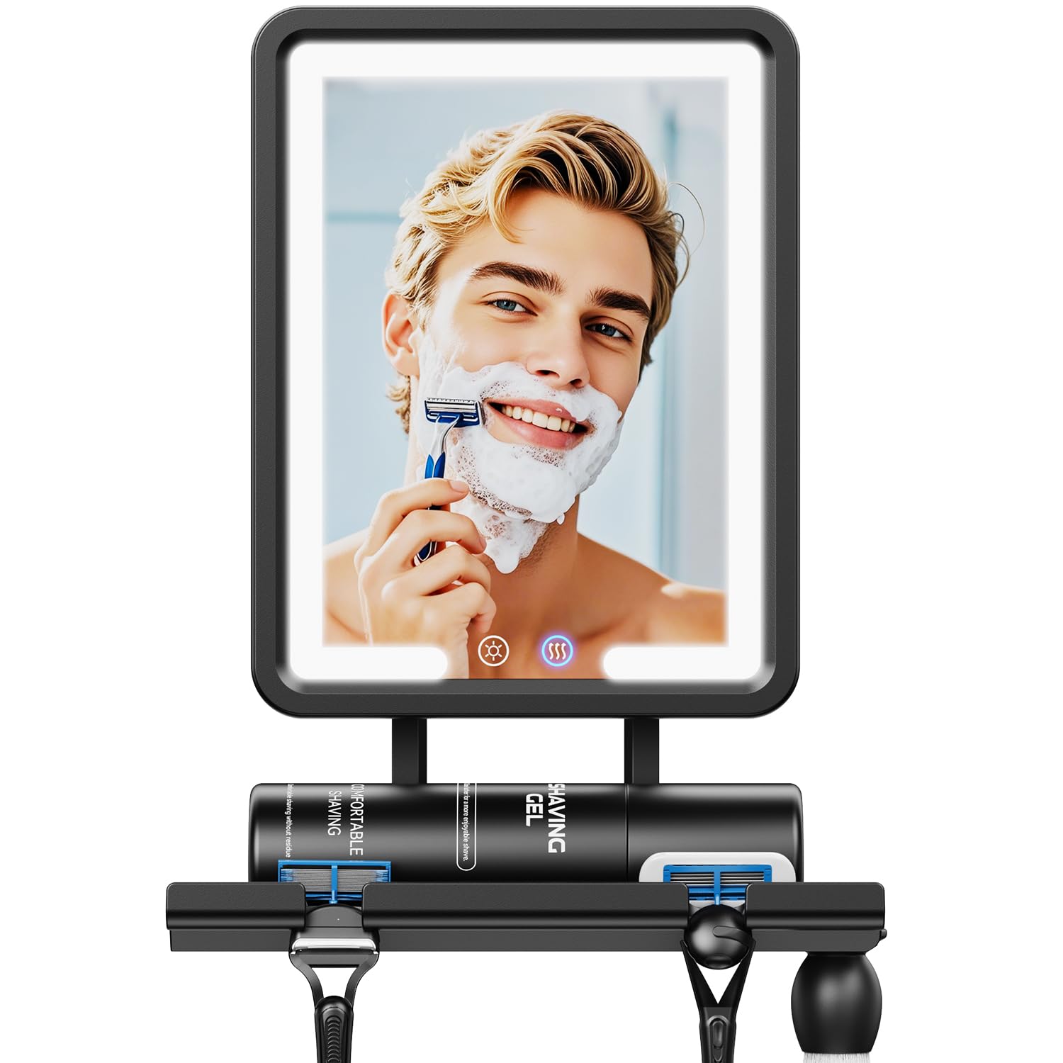 eeuuty heated shower mirror fogless black finish maintains a clear reflection during steaming showers