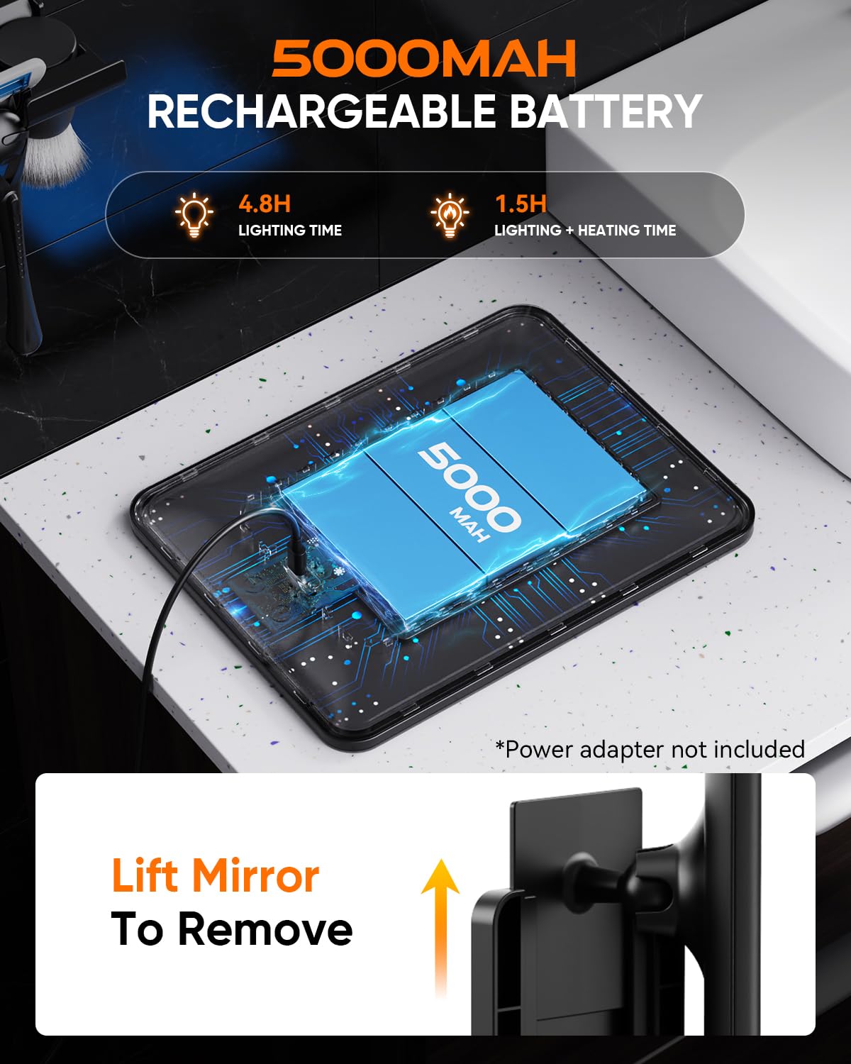 eeuuty nano adhesive pads secure the fogless mirror without wall damage