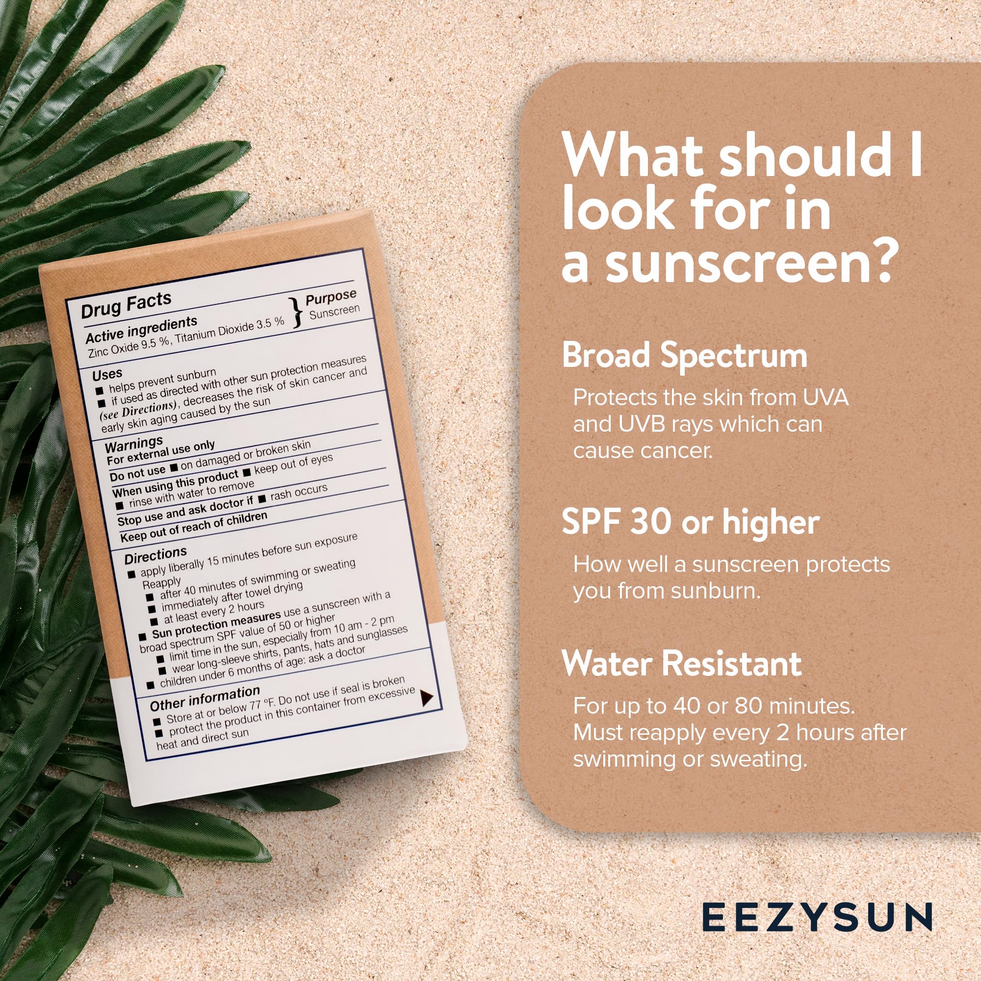 EEZYSUN aloe vera hydration shown in mini packets for moisturized skin