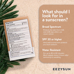 EEZYSUN aloe vera hydration shown in mini packets for moisturized skin