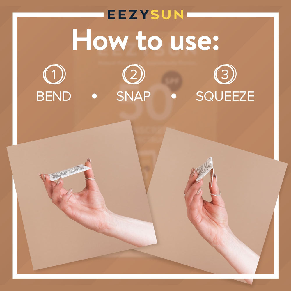 EEZYSUN vegan cruelty-free formula in travel-sized bottles