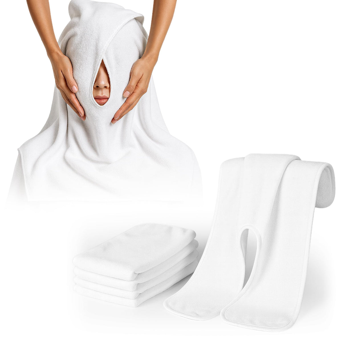 Efforest facial towels feature a U-shape design for comfortable spa treatments.