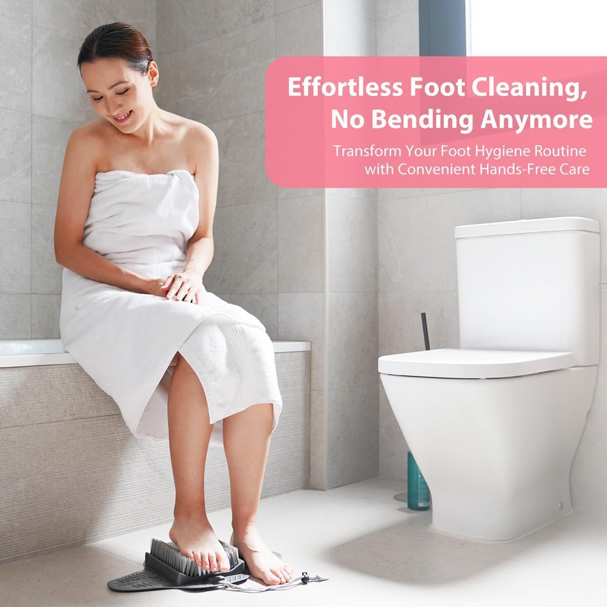 Efforest foot scrubber designed for use in shower or bathtub for quick foot care