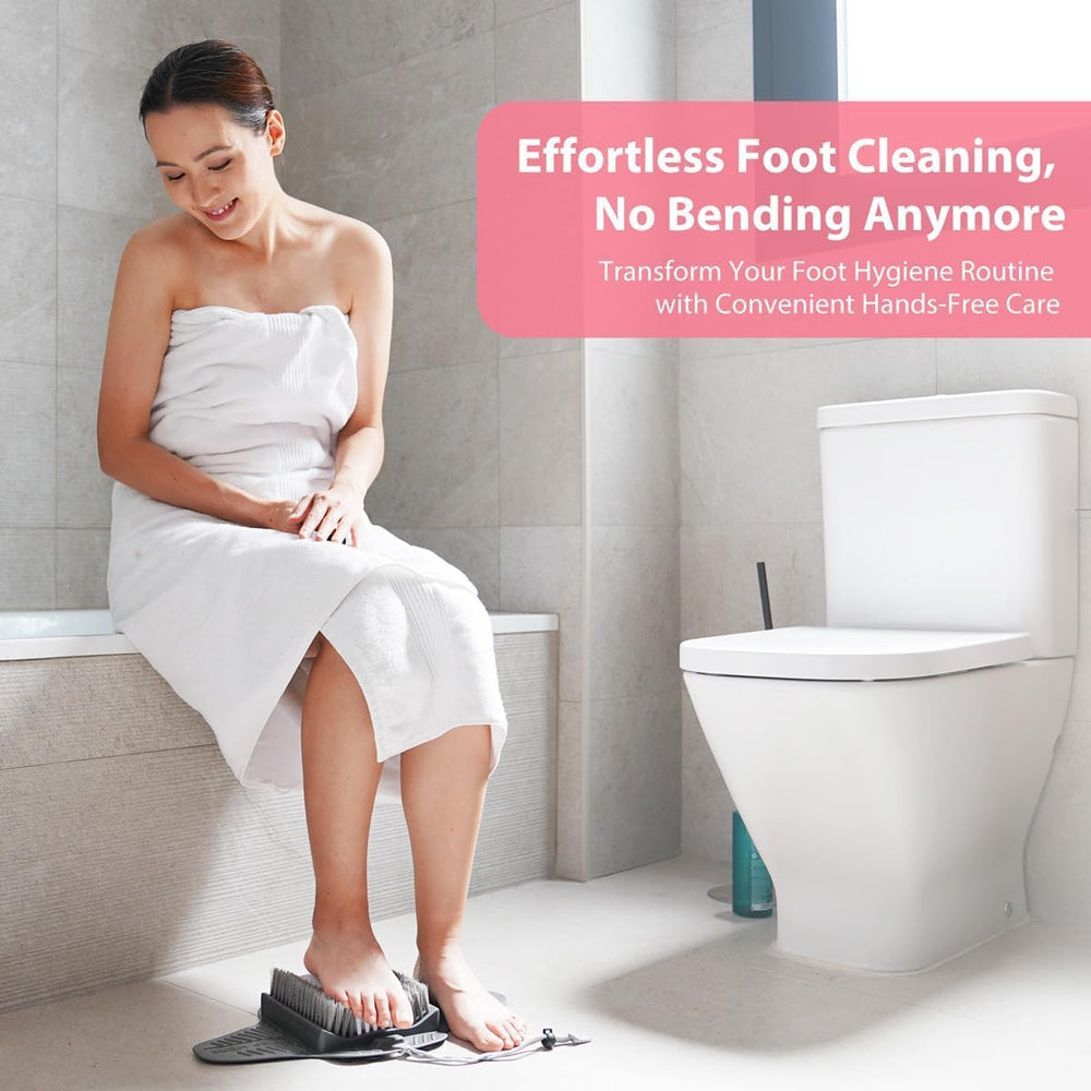 Efforest foot scrubber designed for use in shower or bathtub for quick foot care