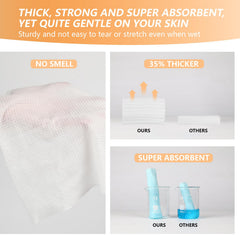 Eggs Sound double-sided towel shows textured exfoliation and smooth gentleness for sensitive skin.