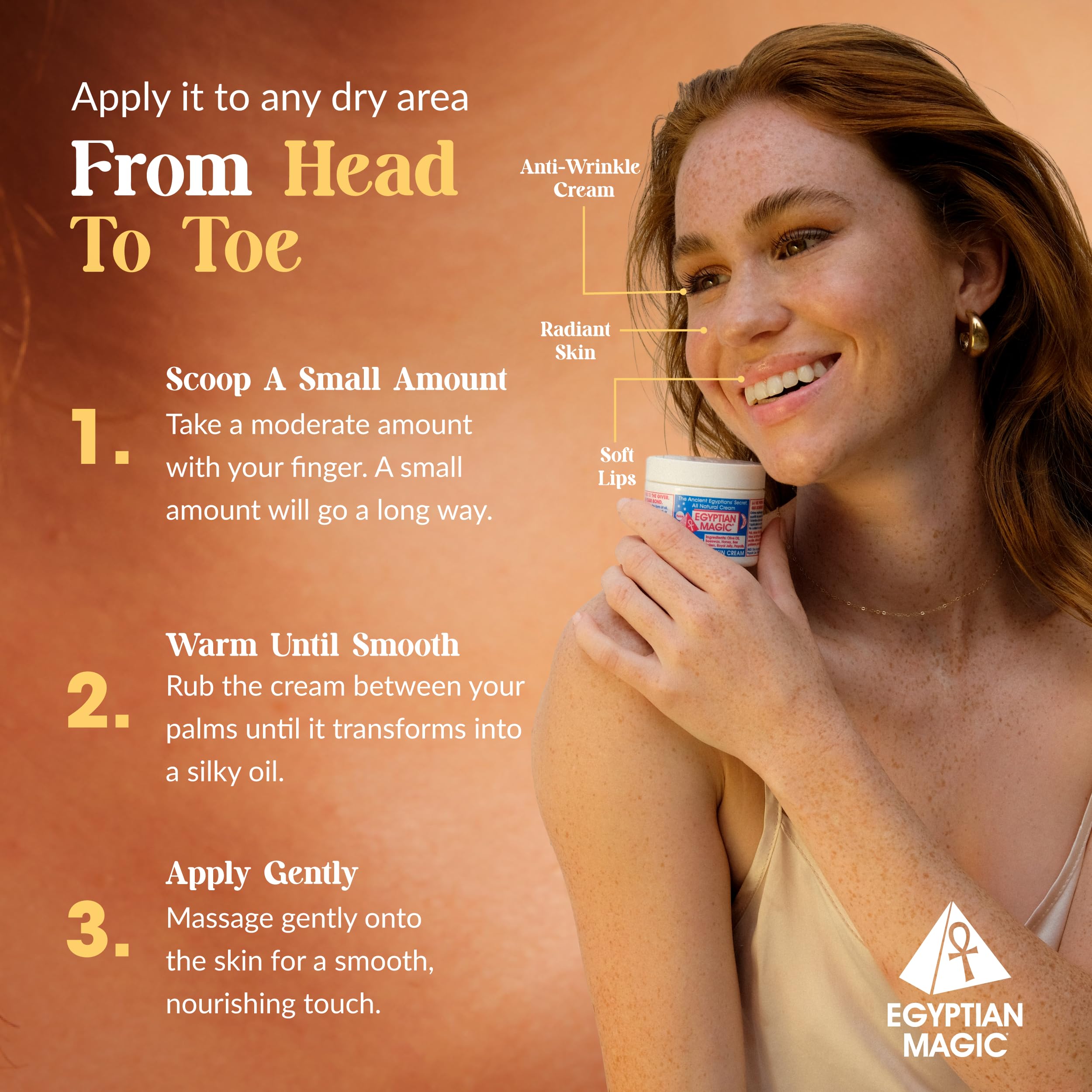 Egyptian Magic eye-cream application providing gentle hydration