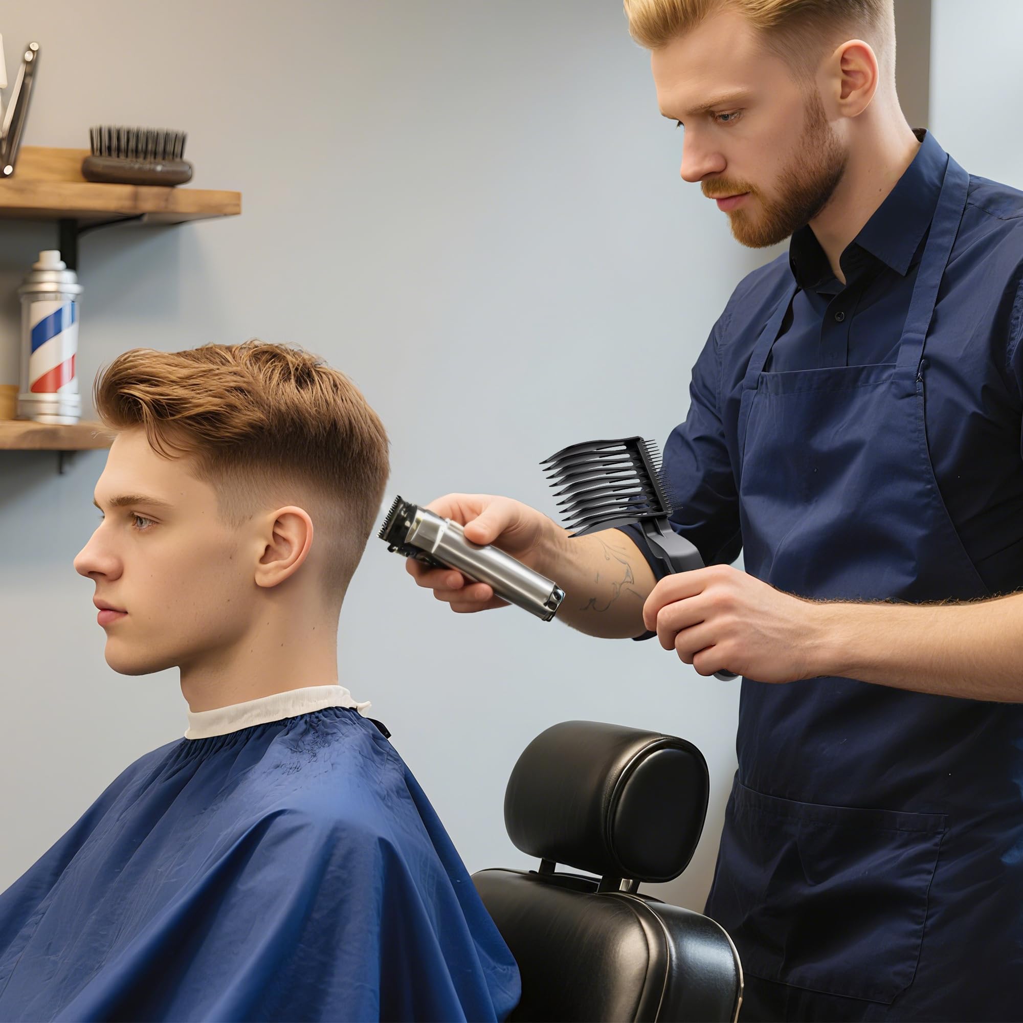 EHBELIF Blend Friend Fade Comb Set side view reveals compact, travel-friendly design for DIY barbering.