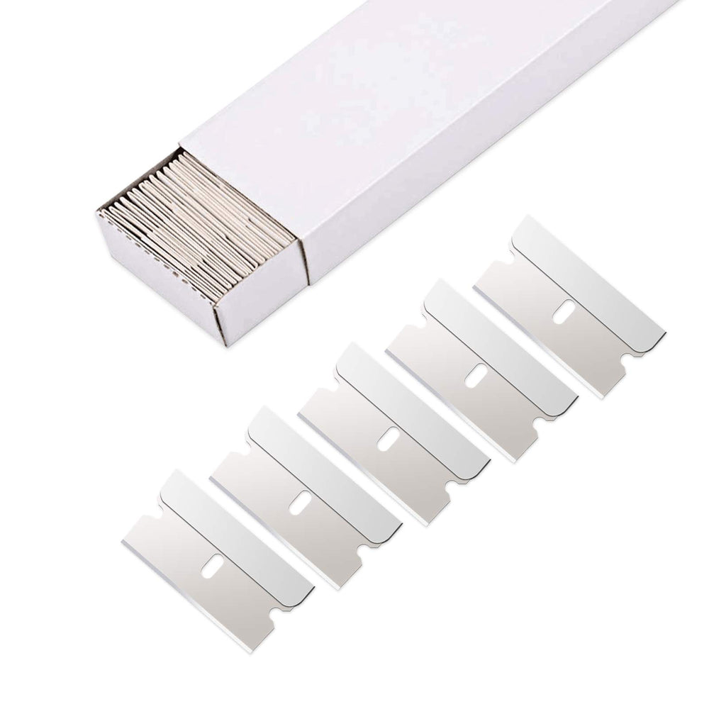 EHDIS 100pcs razor blades in stainless steel pack ideal for heavy-duty scraping and paint removal