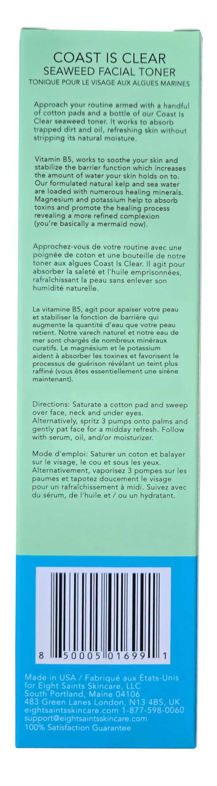 Eight Saints Coast is Clear toner witch hazel ingredient emphasizes pore cleansing and balancing.