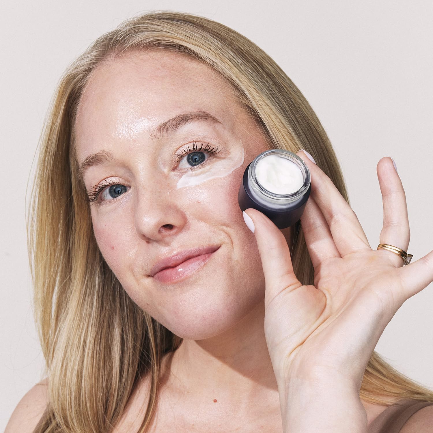 Eight Saints eye cream texture swatch reveals lightweight, transparent formula.