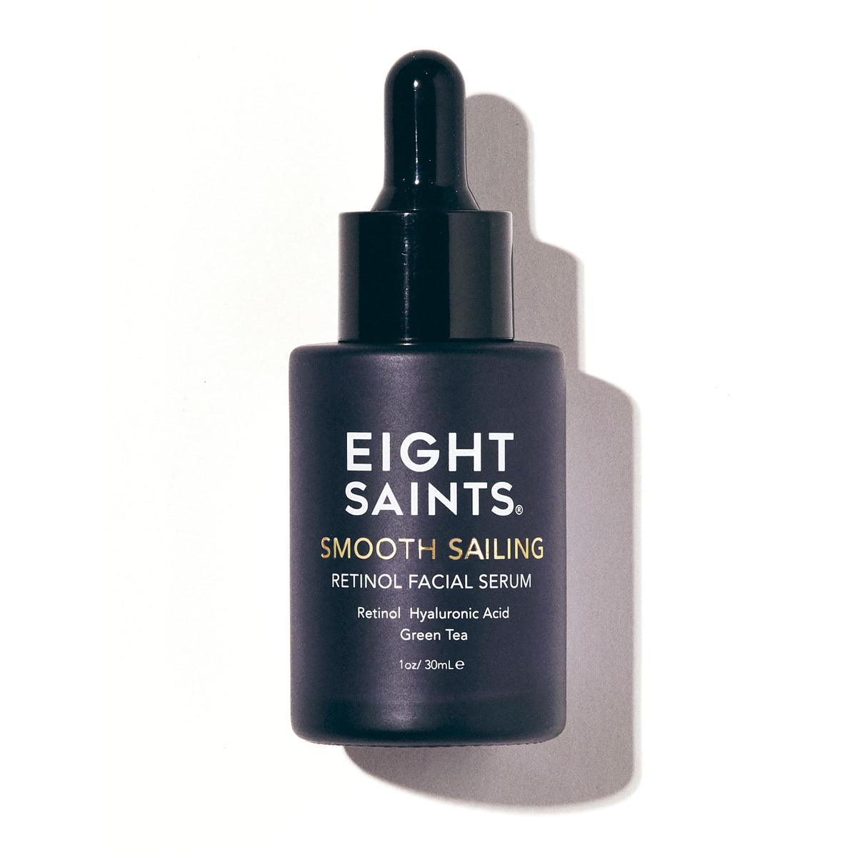 Eight Saints retinol serum bottle offers fragrance-free hydration and firming potential.