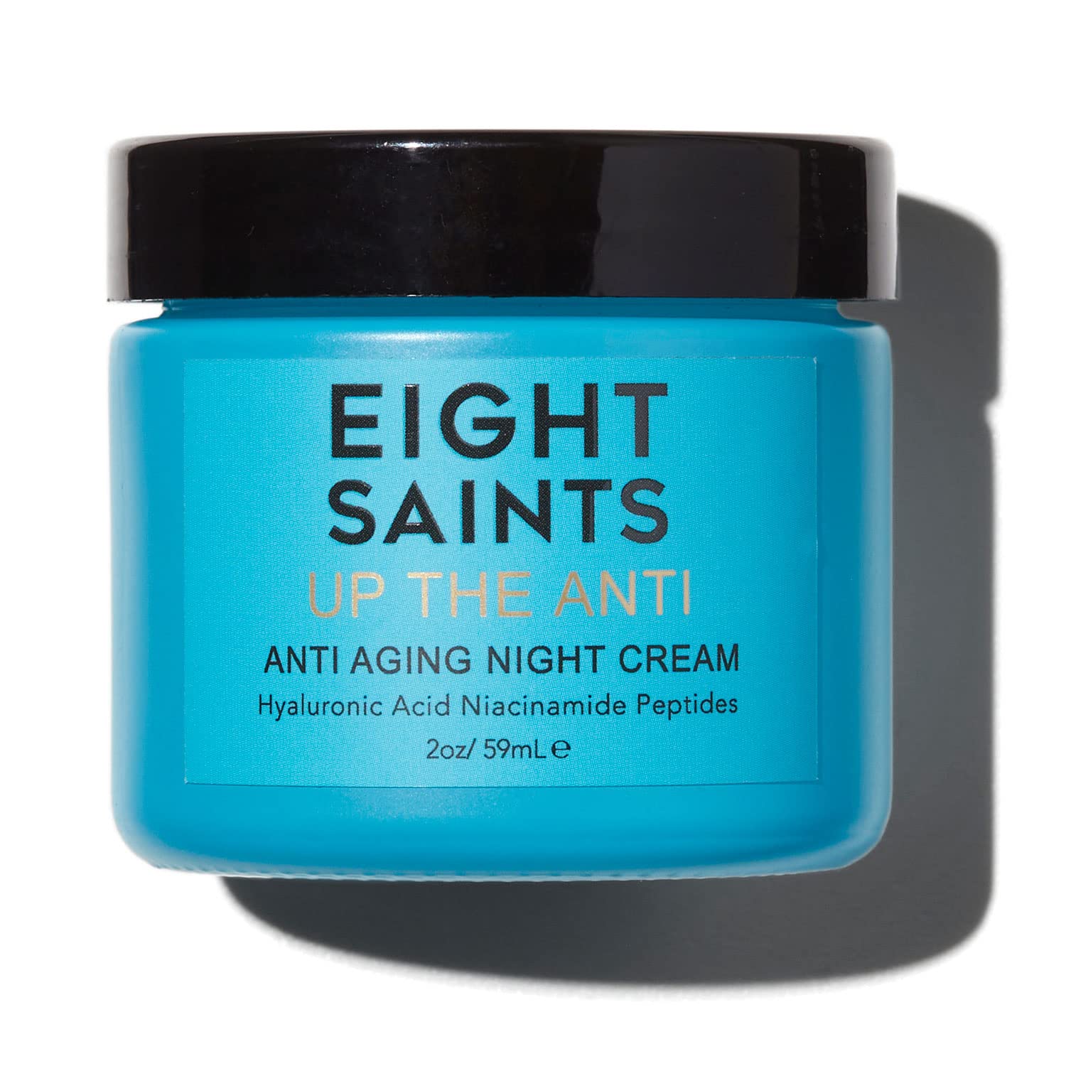 Eight Saints Up the Anti Night Cream bottle closeup highlighting overnight hydration