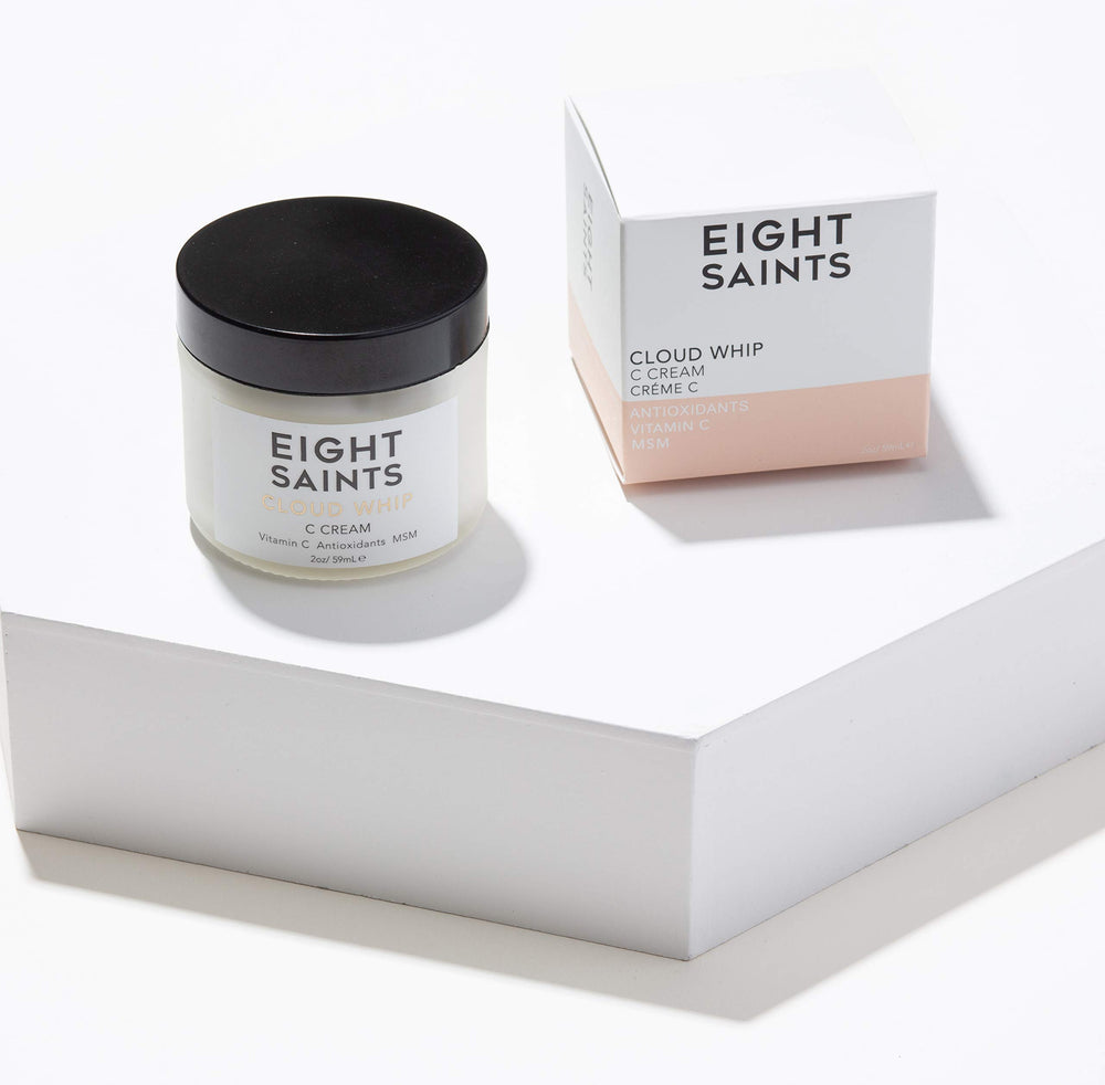 Eight Saints Vitamin C moisturizer ingredient list highlights Vitamin C for brightening.