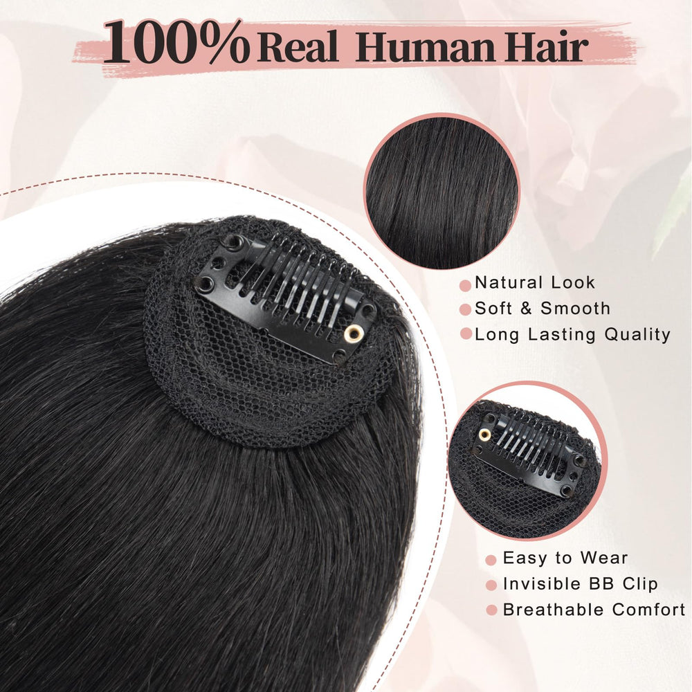 EINAEY clip-in bangs closeup texture emphasizes authentic hair feel and keratin scent