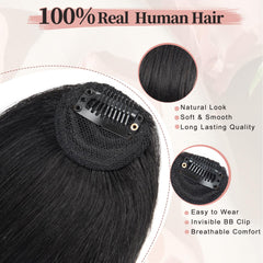EINAEY clip-in bangs closeup texture emphasizes authentic hair feel and keratin scent