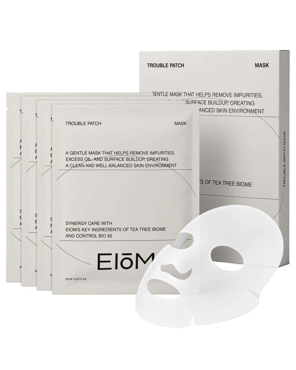 EIOM Trouble Patch Mask packaging shown as a gift-ready set for skincare routines