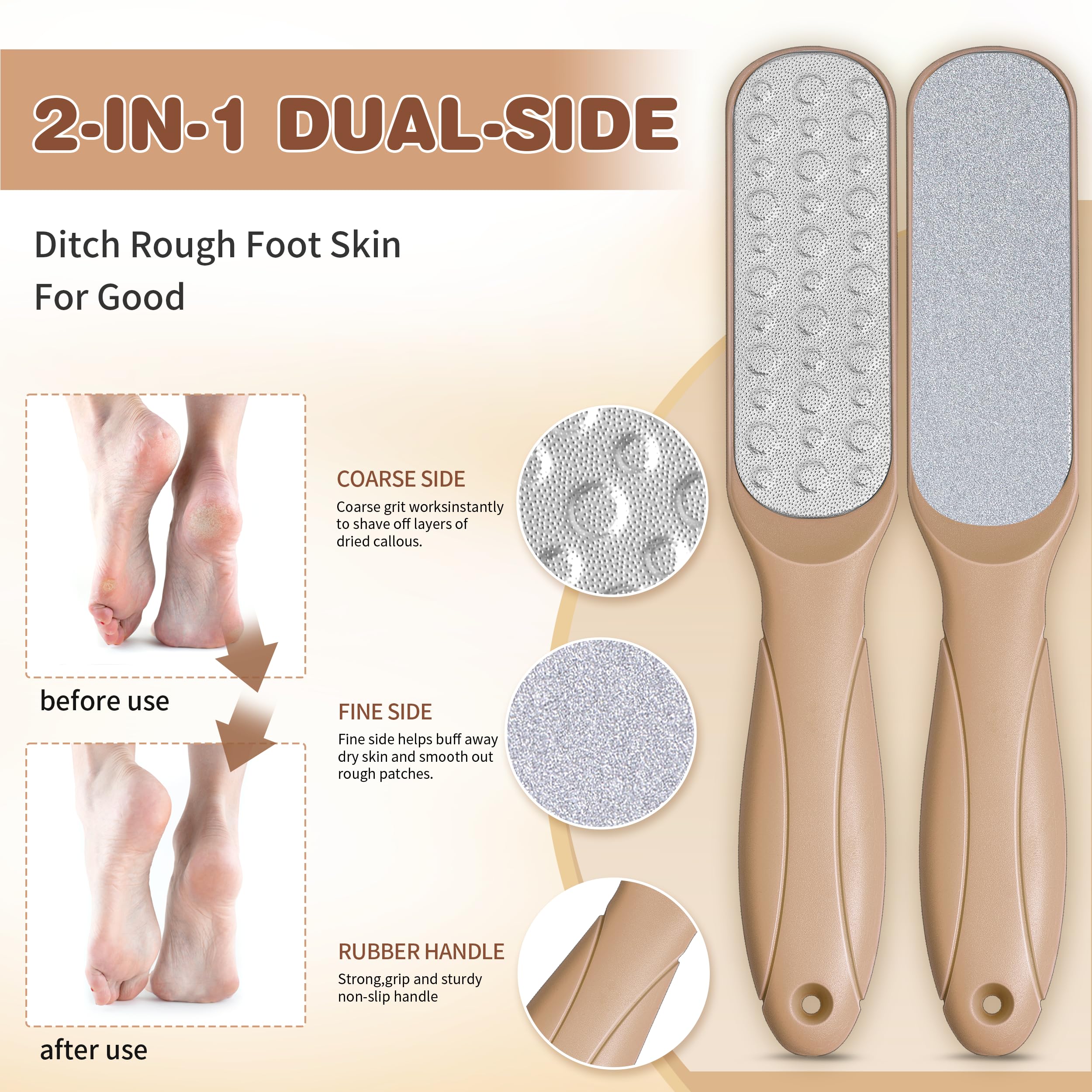 EIRNAY foot scrub bottle demonstrates exfoliation to reveal smoother skin