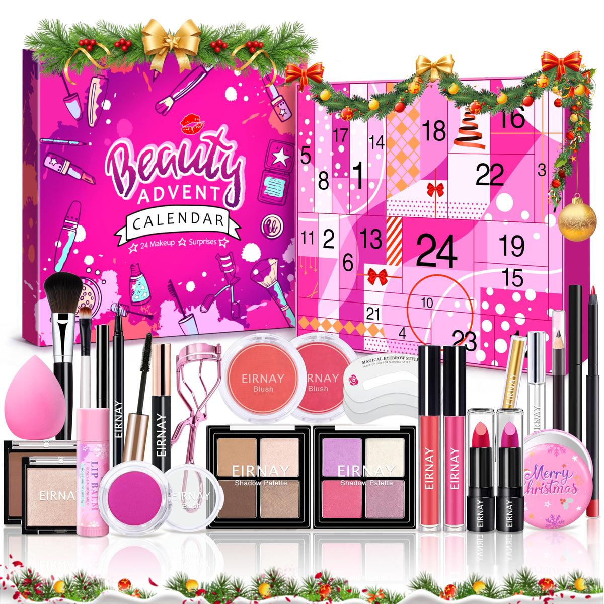 EIRNAY makeup advent calendar 2025: open boxes reveal daily beauty surprises